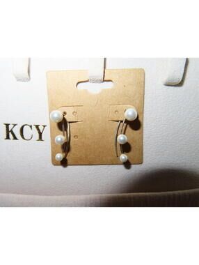 Pearl Silver Ear Climber / Crawler Dangle Stud Earrings
